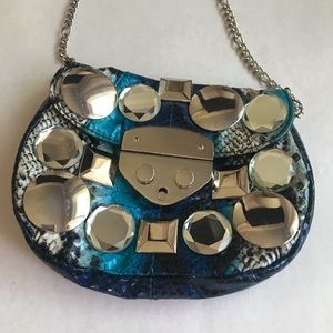 White House Black Market Blue Vinyl Purse